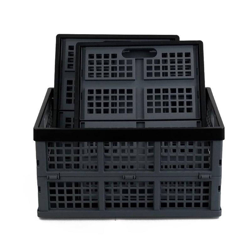 Hommp 3-Pack 34 L Plastic Collapsible Storage Crates, Large Stackable Folding Storage Crates - Image 1